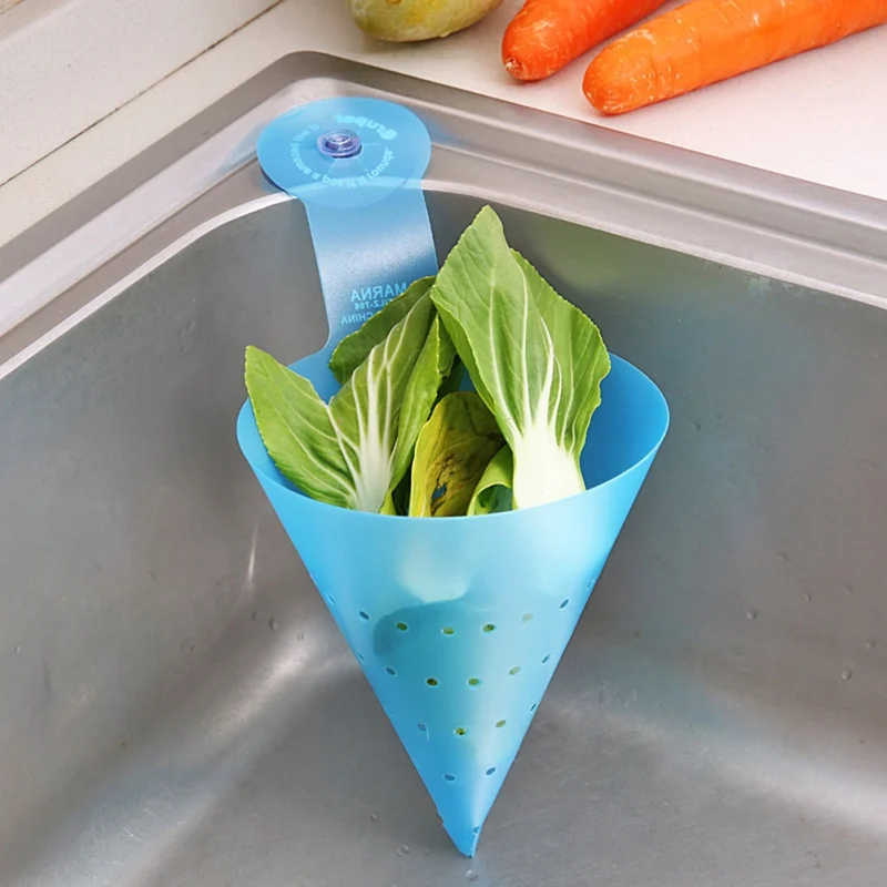 

Household Cone Drain Basket With Suction Cup Detachable Kitchen Sink Food Waste Basket Portable Storage Holders Kitchen Supplies