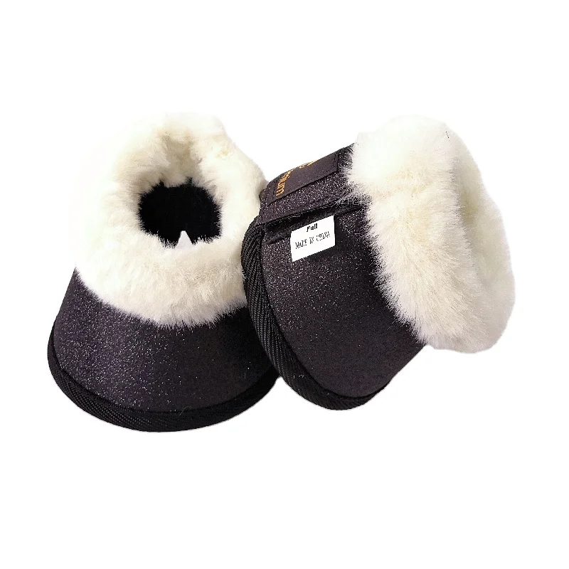 

Hot Sale High Quality Fleece Horse Bell Boots Equestrian Equine Products Durable Design Fashion Stylish Boots For Horse, Black