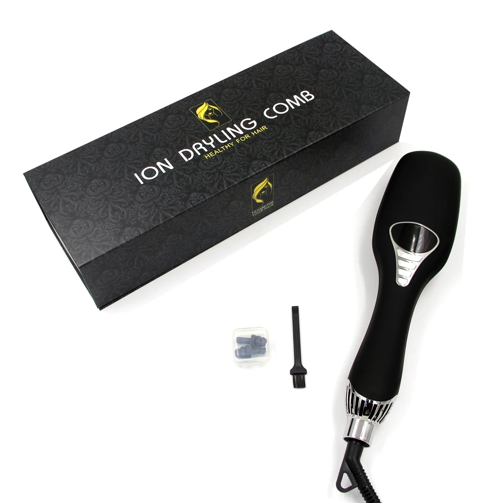 

Travel Portable Electric Wholesale Customized Good Quality Hair Dryer Brush Straightener, Black