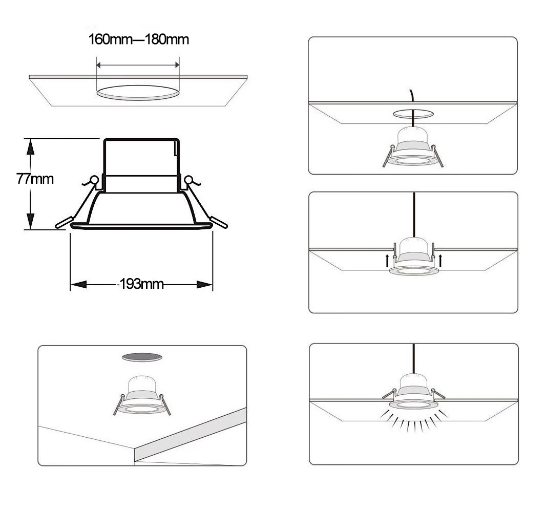 5inch 6inch 10W Auto-dimming Microwave Sensor Recessed LED Downlight for hotel corridor elevator