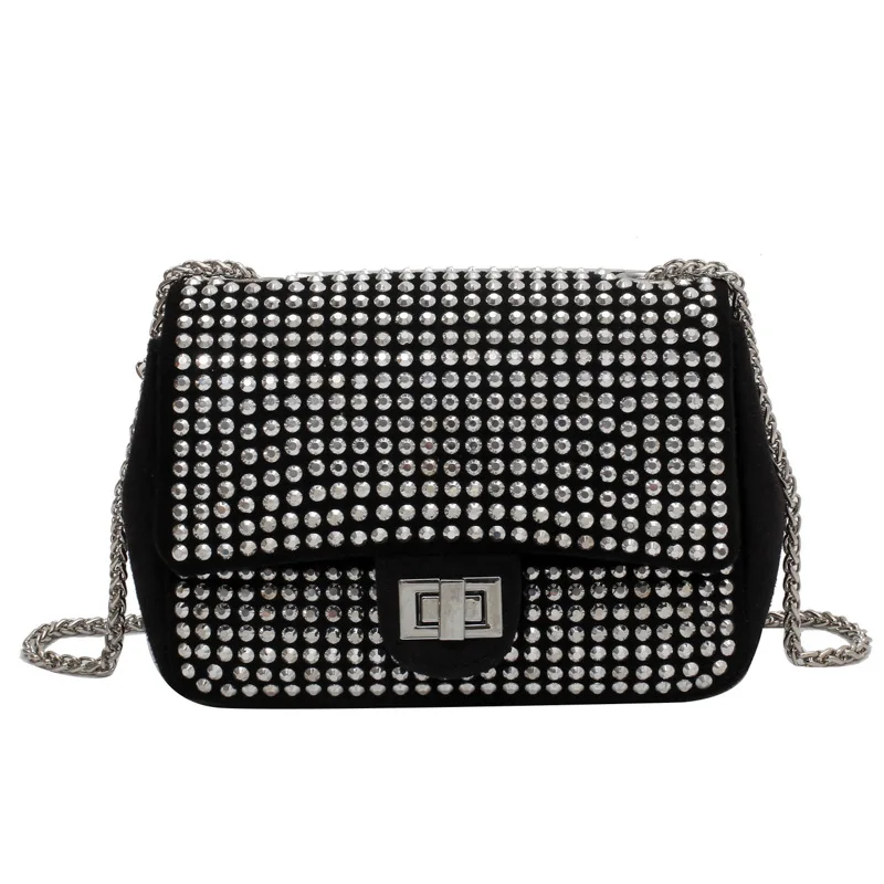

BM9285 2021 Fashion Bling Korean Style Ladies Handbags Cross Chain Designer Girl Purses Women Shoulder Small Luxury Rhinestone