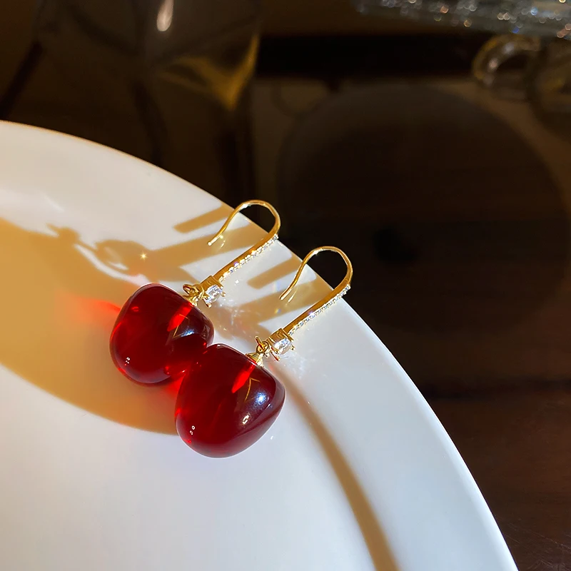 

red cherry crystal fashion earring trend 2021