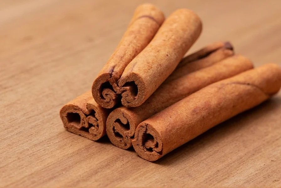 Close-up view of different cinnamon bark varieties showing Ceylon's thin layered quills versus Cassia's thick single-layer bark