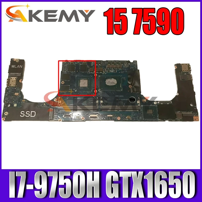 

FOR DELL XPS 15 7590 Laptop motherboard SRF6U I7-9750H CPU GTX1650 with CN-018W12 018W12 18W12 LA-H331P 100% working well
