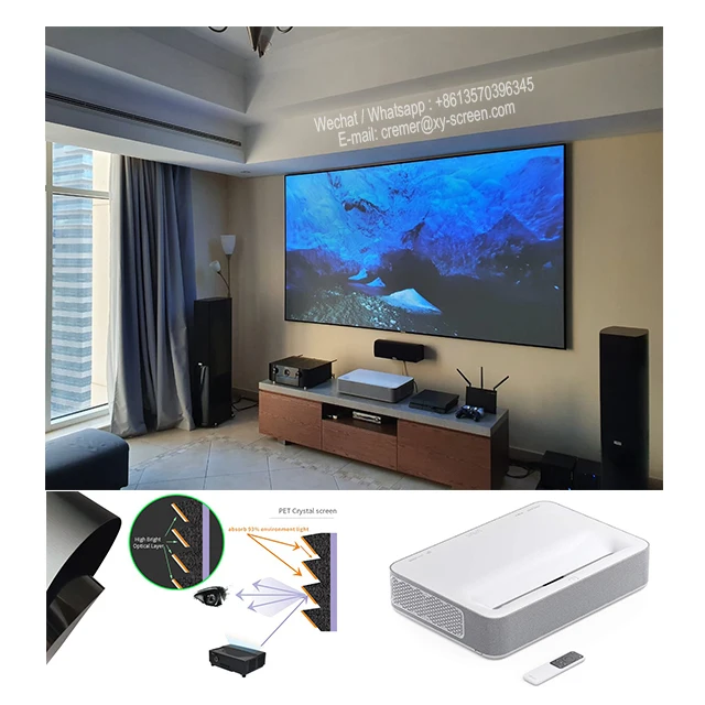 

XYScreen ALR Projector Screen 90inch PET Crystal for Optoma P1 P2 Wemax A300 Newest Fengmi 4K Pro Xiaomi 4K S1 UST Projector, Dark grey