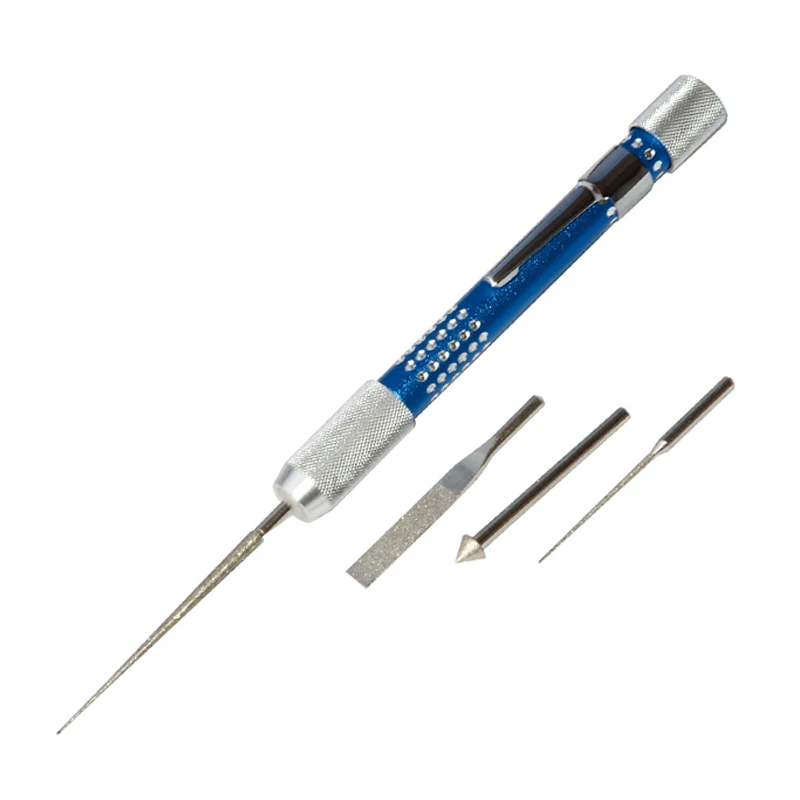 

4 Piece Set Bead Reamer With Replacement Tips For Jewelry Making Tools, Blue