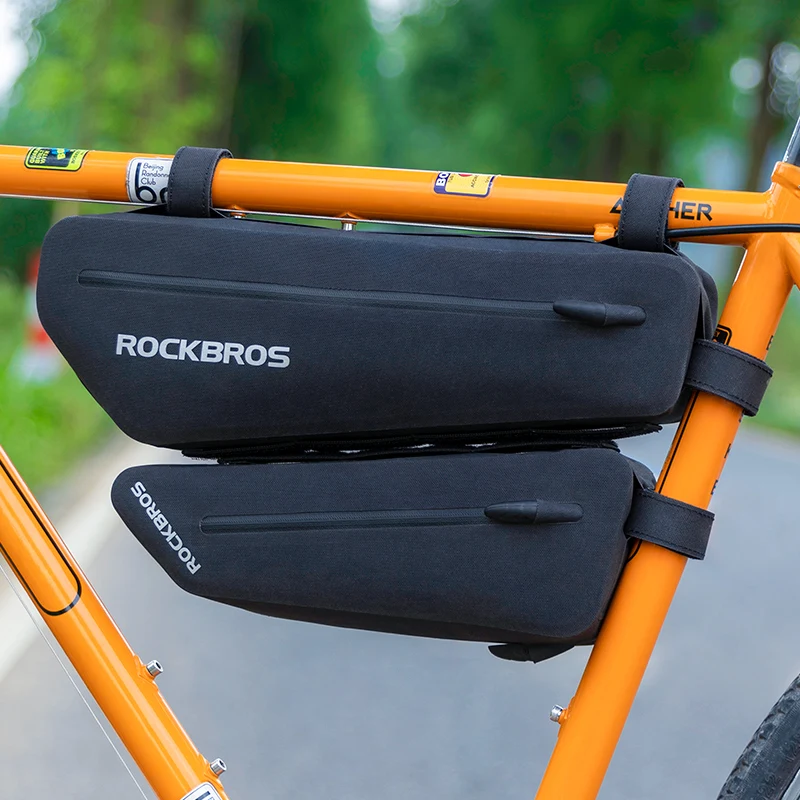 

ROCKBROS Front Bike Tube Bag Travel Outdoor Waterproof Cycling Bicycle Frame Btwin Bags, Black