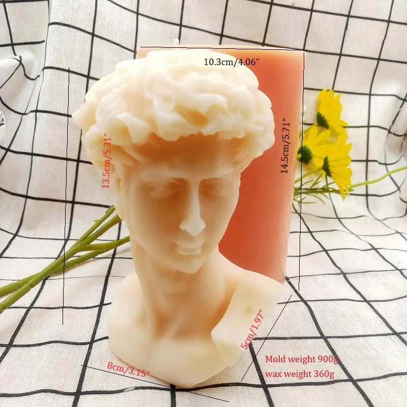 

NO141 Large size 15cm David handmade candle mould statue silocon molds for candle, Purple/white