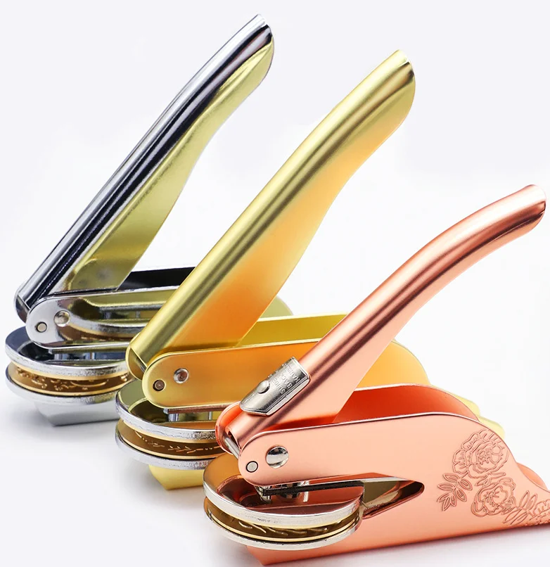 Customized Stainless Steel Seal Embosser Hand-Held Embossing Stamp for Books Envelopes Napkins