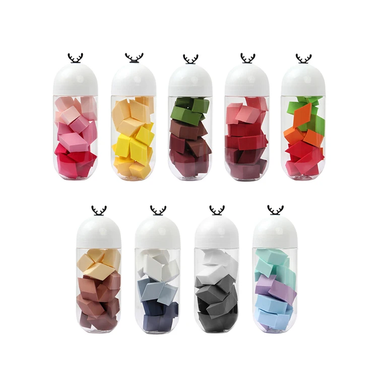 

2020 New Style Beauty Sponge Blender 15pcs Multi Colors Makeup Puff Gift Set with Cute Bottle Jar for Travel Kid Cosmetics, Red/yellow/green/brown/blue/grey/pink/etc