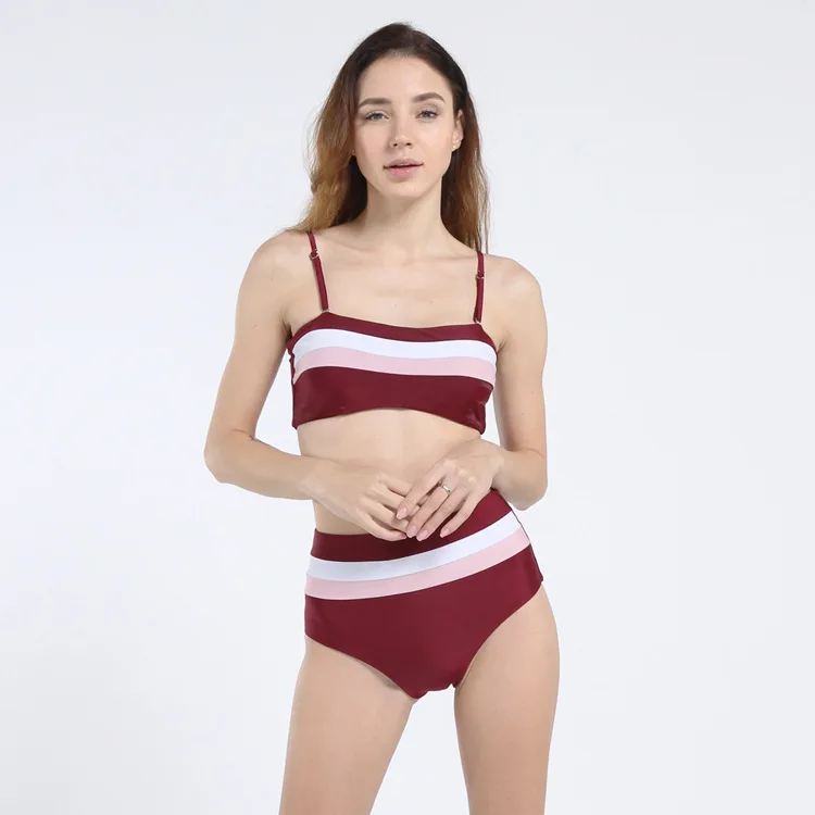 

YZ-0017 Tall Waist Splicing Fission Sexy Bikini High Waist Swimwear Woman Sexy Bikini