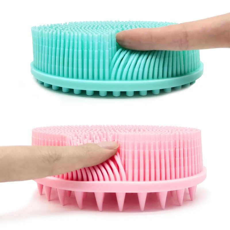 

Free Sample Soft Silicone Double Face Cleansing Sided Scalp Massager Shampoo Brush Baby Silicone Bath Brush, Blue, pink, green, purple, black