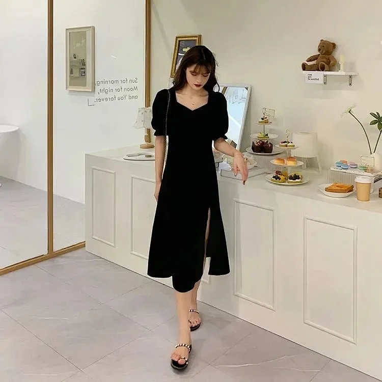 

black bodycon dresspleats suitable for plus-sizeSummer casual wear thin silk dancing summer office straight tube women's skirts
