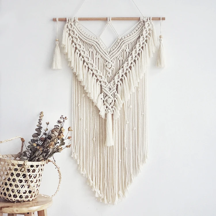 

Macrame Wall Hanging Woven Tapestry Boho Chic Wall Decor Cotton tapestry Wall Art, White yellow orange brown or customized color