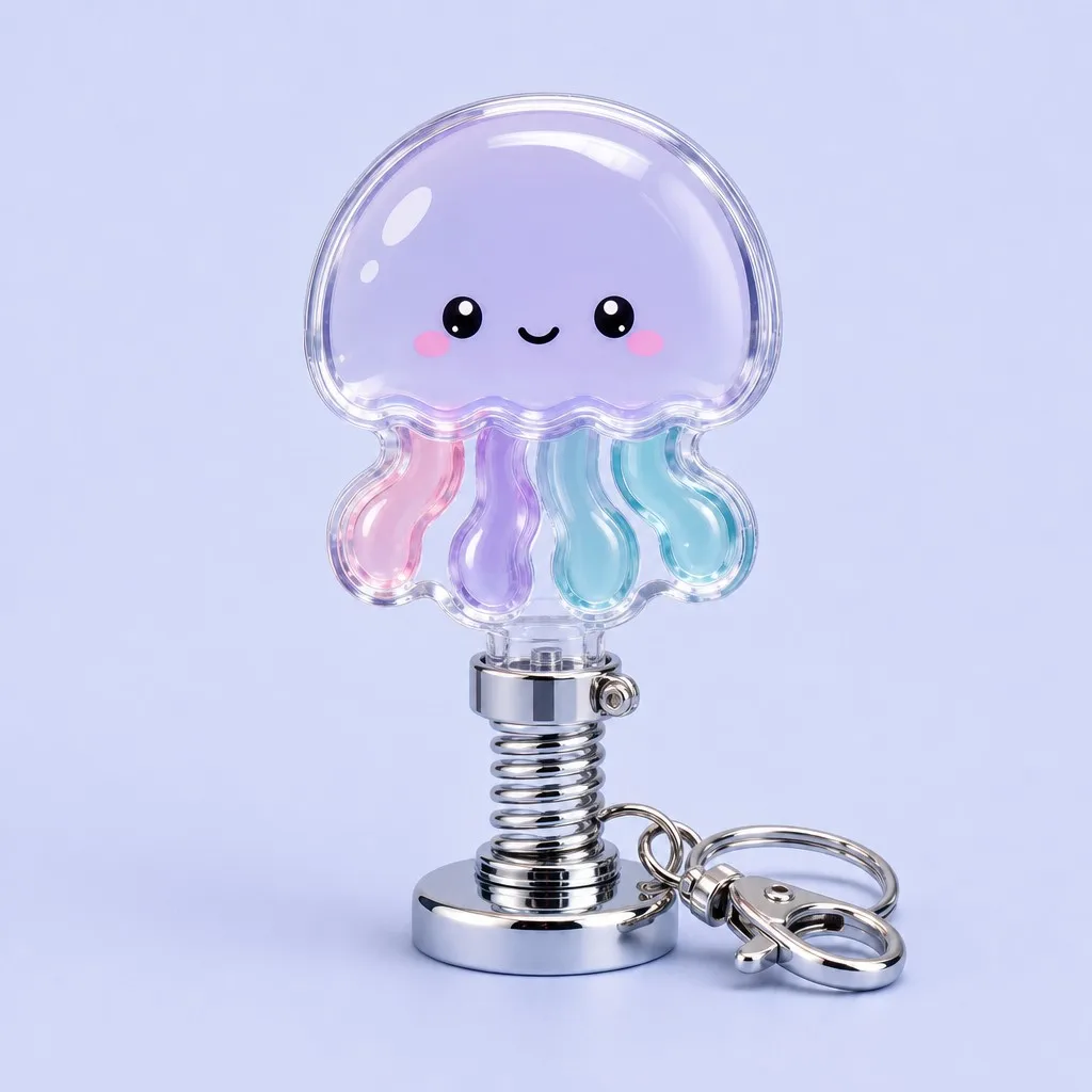 Pastel Purple Jellyfish Spring Bobblehead Keychain