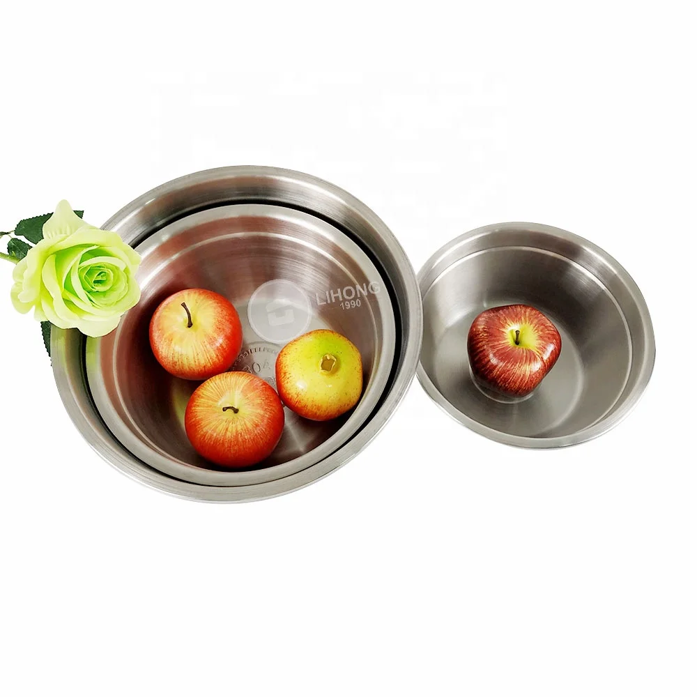 

Eco-friendly Stainless Steel Salad Bowl Stackable Vegetable Fruit Noodle Basin Round Sauce Mixing Bowl, Silver