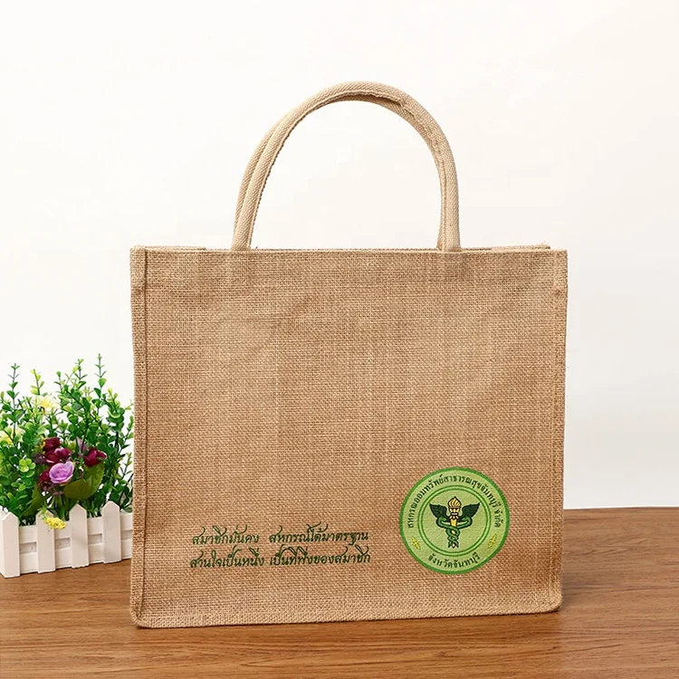 

Waterproof Eco Reusable Shopping tote hessian jute bags, Customized color