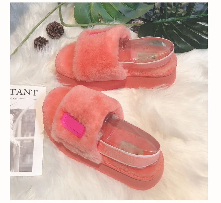 

2021 New OEM ODM Comfort Fluffy Fur Slipper Sandals Women Sandals Real Fur Open Toe Fashion Flat Plush slippers