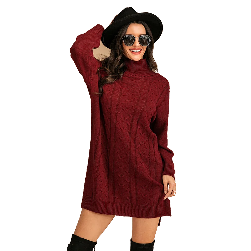 

2020 Designs For Female Winter And Pullovers Loose languid is lazy wind outside wear medium long turtleneck female