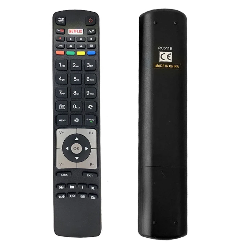 

remote control for UK market RC5118 For Hitachi JVC VES/TEL Smart TV with Netflix & YouTube universal Remote Control, Black