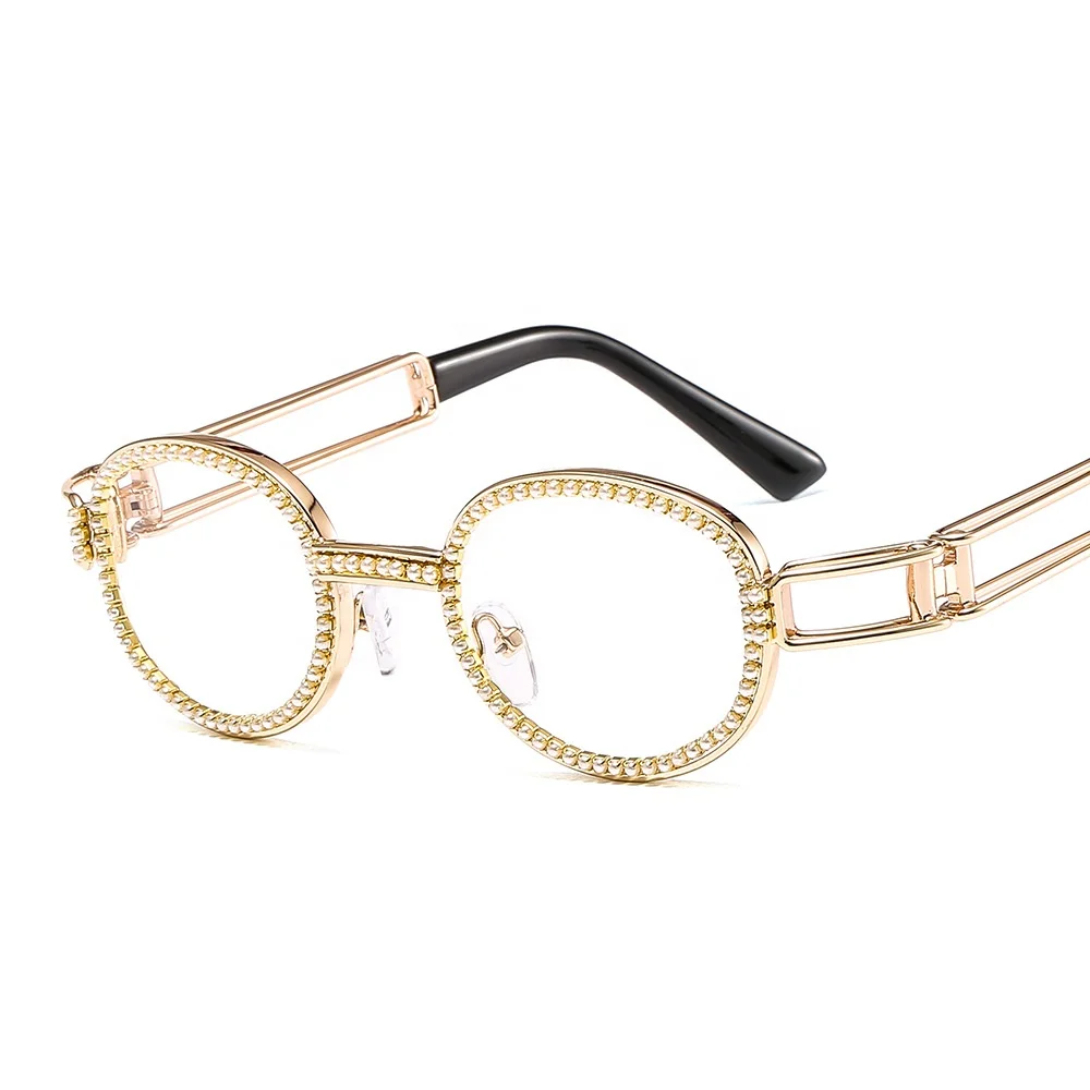

Trendy Retro Oval Rhinestone Sunglasses Metal Glasses, Colors