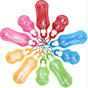 Image of 500ML Dog Water Bottle Feeder With Bowl Plastic Portable Water Bottle Outdoor Pet Travel Drinking Bottle Feeders
