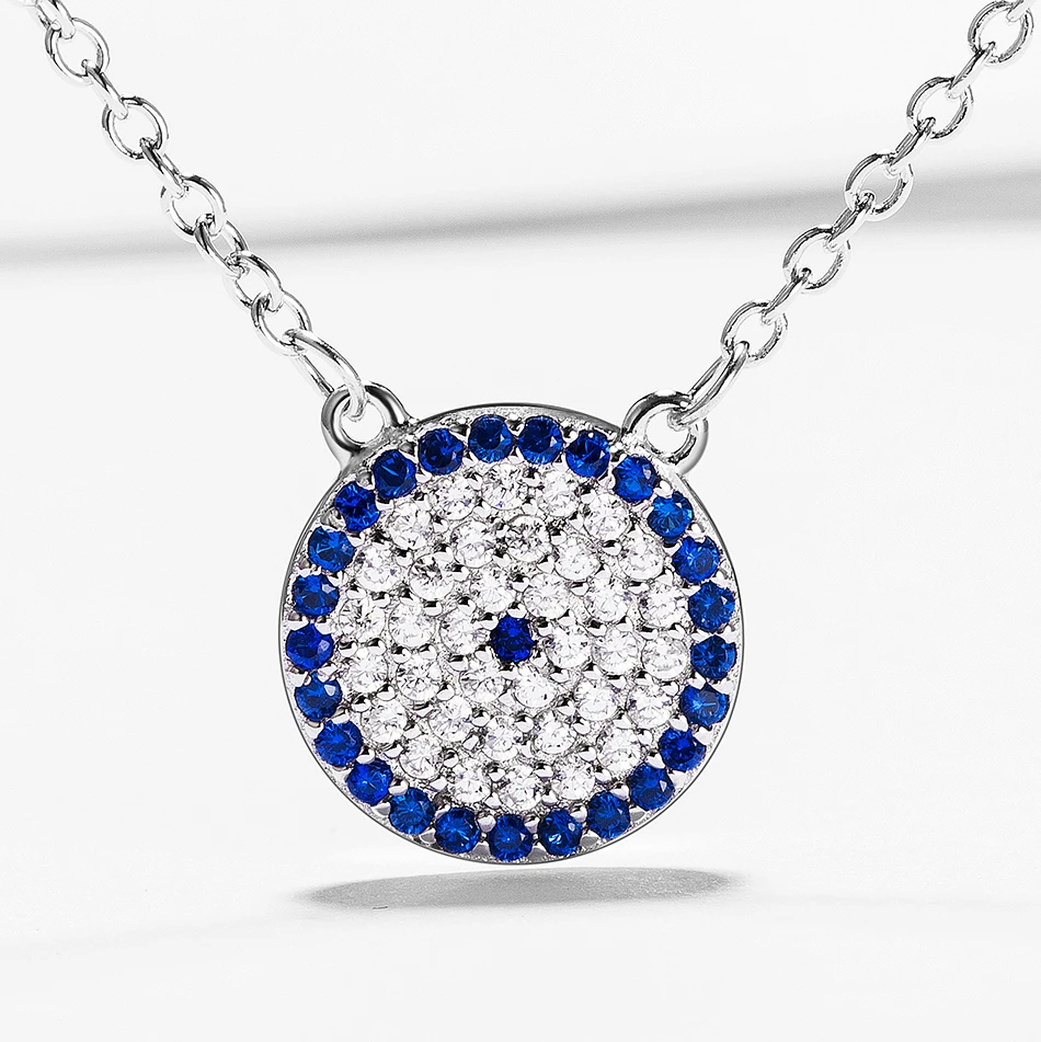 

New Fashion 100% 925 Sterling Silver Necklace With Clear CZ Lucky Eye Pendants Necklaces For Women Fashion Jewelry