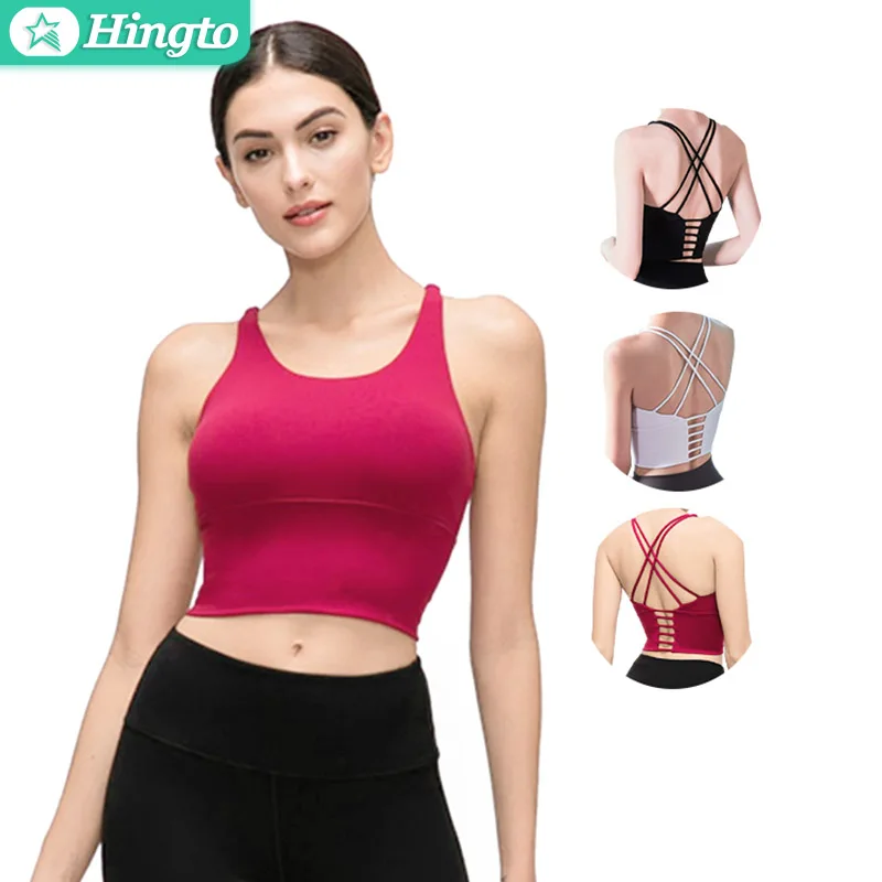 

Wholesale Quick Dry Sport Bra Popular Womens Sports Yoga Vest Strap Cross Backless High Impact Yoga Bra