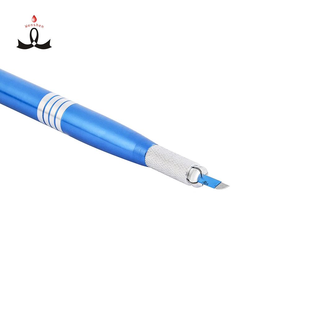 

Manual tattoo pen Factory Supply Blue Color Dual Heads Manual Holder Microblading Pen Laser Print Logo Available