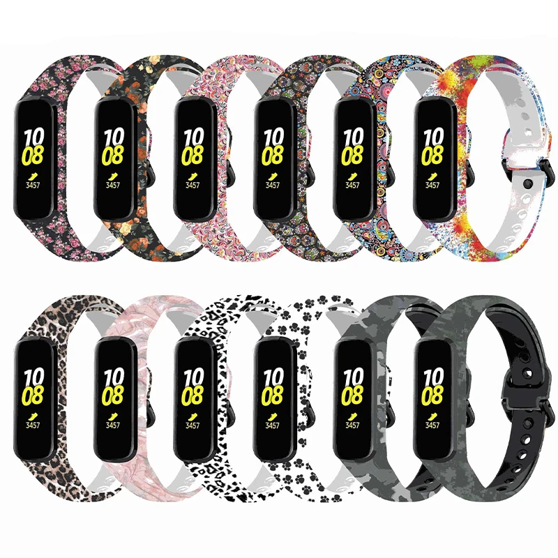 

BOORUI 2021 design silicone band for galaxy fit straps multicolour pattern correas strap for samsung galaxy fit 2 watch SM-R220, 12 colors to choose from