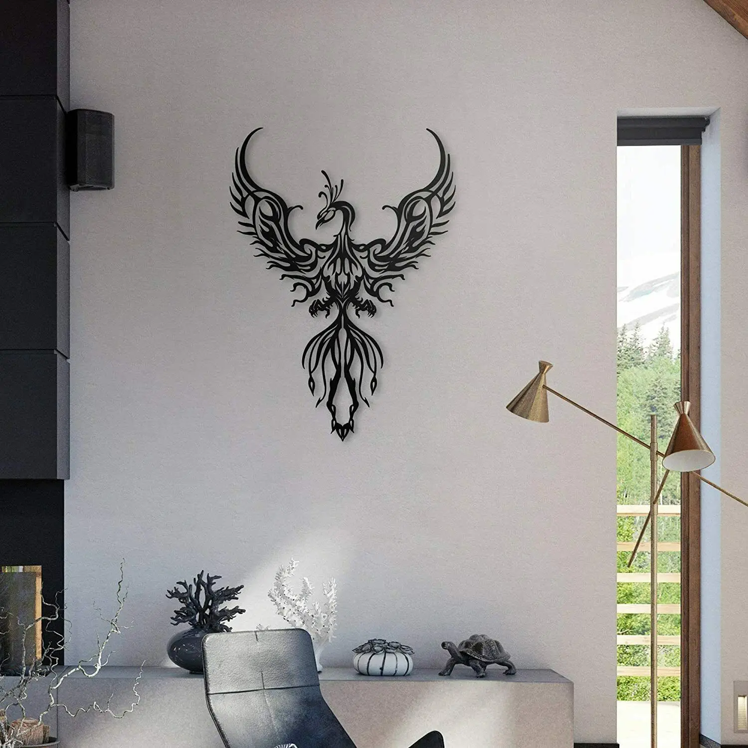 

Phoenix Decorative Boho Art for Living Room Bedroom, Black