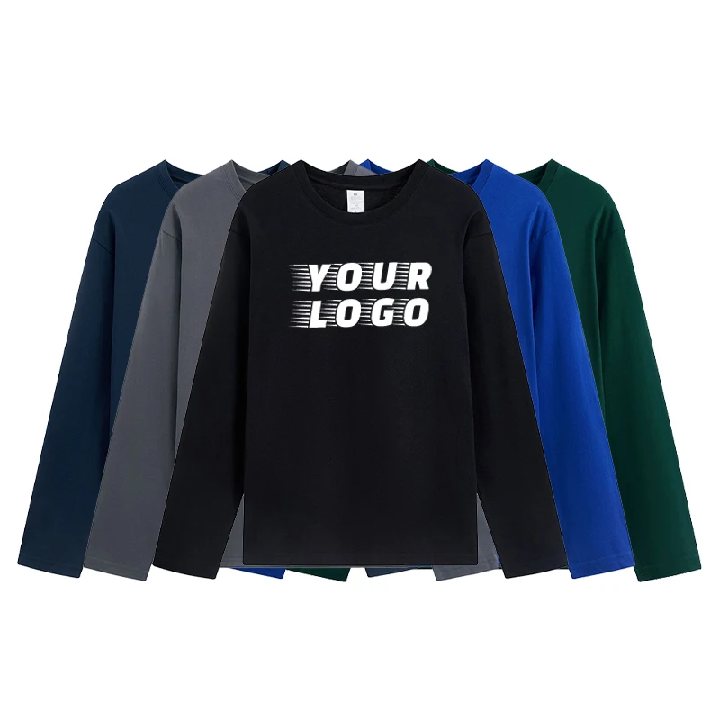 

2024 fashion new style Long sleeve Comfortable Casual Men's Long Sleeve custom your own logo Screen Printing Embroidery