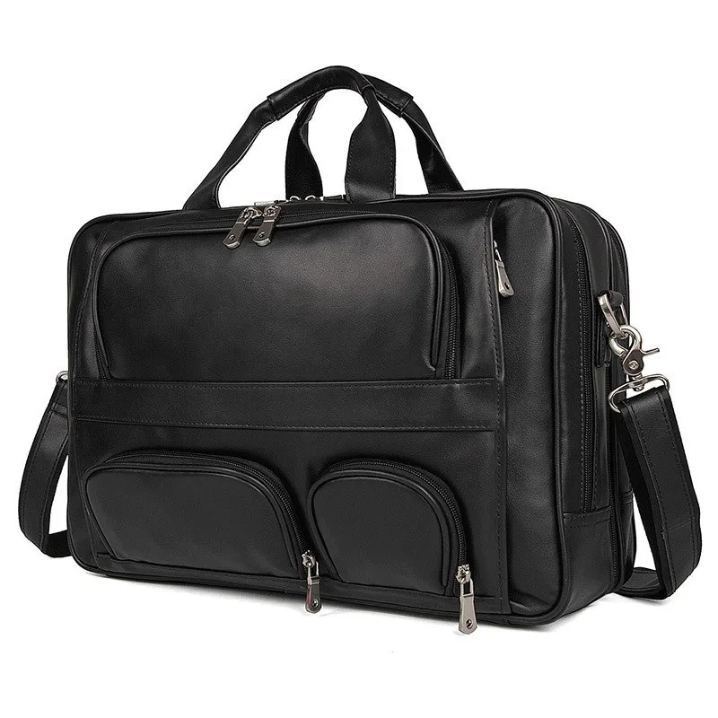 

Genuine Leather business men's Briefcase bag large capacity 17-inch Hand laptop bag
