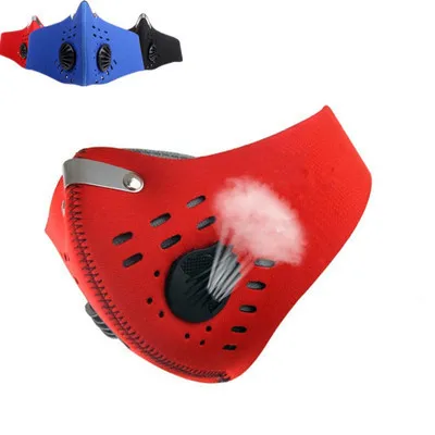 

Sport Masks With Breathing Valve Replacement Filter Reusable Dust Cycling Sports Mask, Black/red/blue