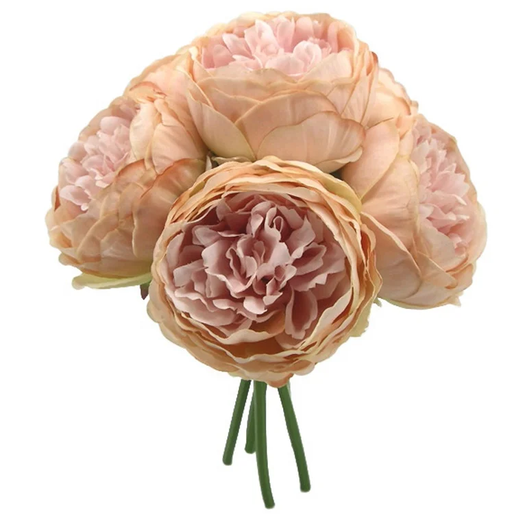 

Free Shipping Best Sell Silk Artificial Peony Bouquet For Wedding Flowers Arrangement Home Decoration With 7pcs Peony