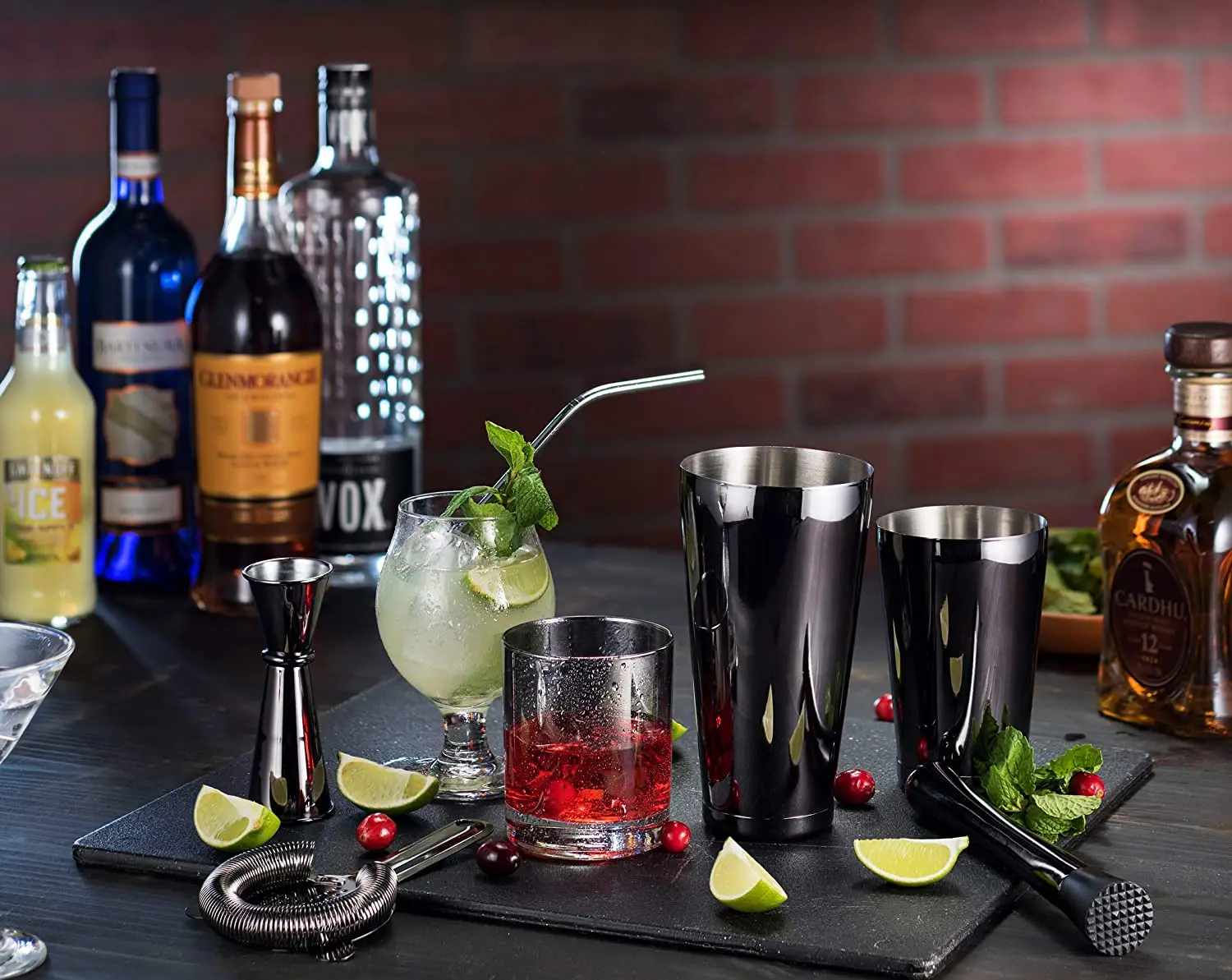 家庭酒吧套装不锈钢 4 件波士顿调酒器套装