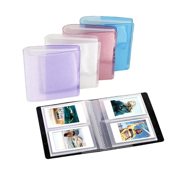 

Wholesale 2x3 64 Pockets Glitter Clear Plastic Pvc Card Binder Mini Photo Album For Instax Mini Film