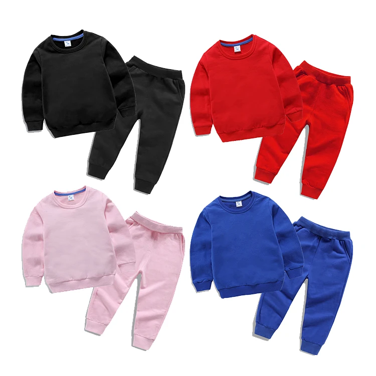

2020 Autumn Warm Kids Cotton Hoodies Pants 2pcs Set Fashion Custom LOGO Tracksuit Child Clothing Set, Customized color