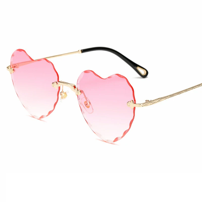 

factory wholesale heart rimless sun glasses fashion cutting lens fashion sunglasses women men