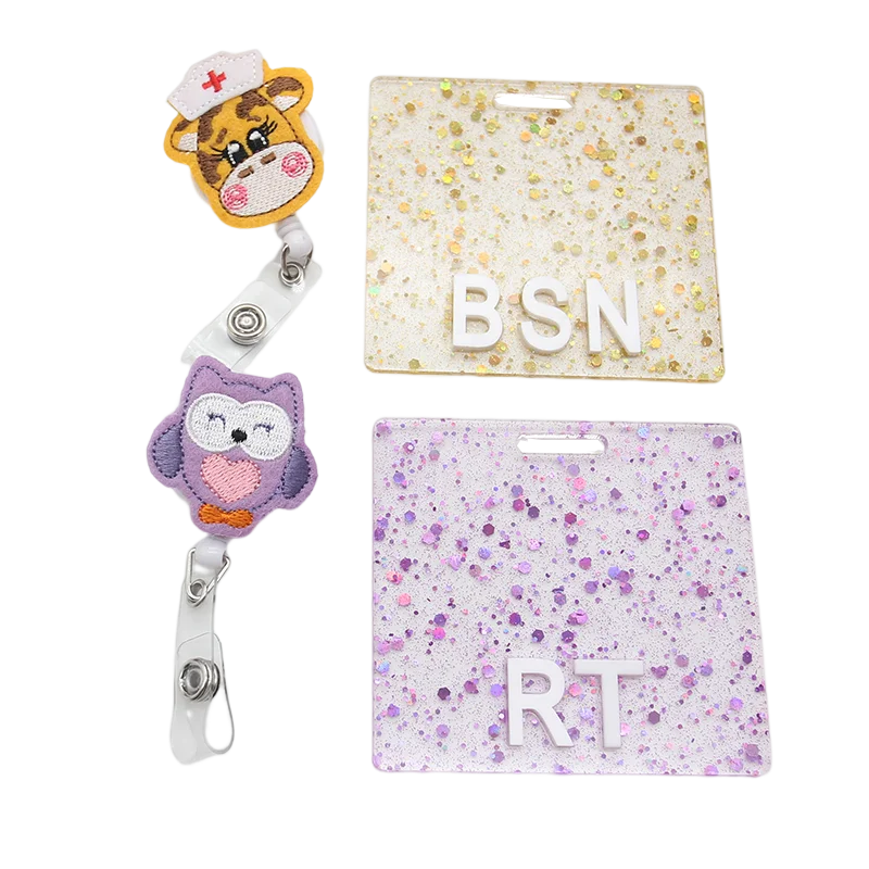 

New Mix Style Office Supply Medical Customized NURSE BSN RT Bling Bling Badge Reel Buddy For Nurse Accessories Nurse Badge Card