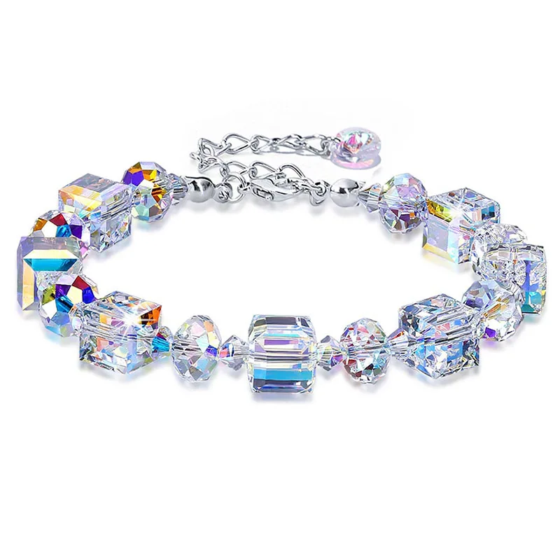 

Newly designed Roman style transparent crystal square bracelet for women jewelry gift