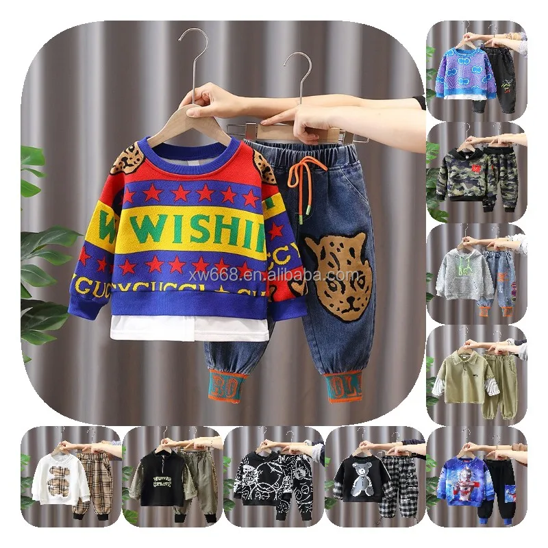 

2022 new cartoon bat Hoodie Boys' two piece set toddler long sleeve sports suit children's autumn wear