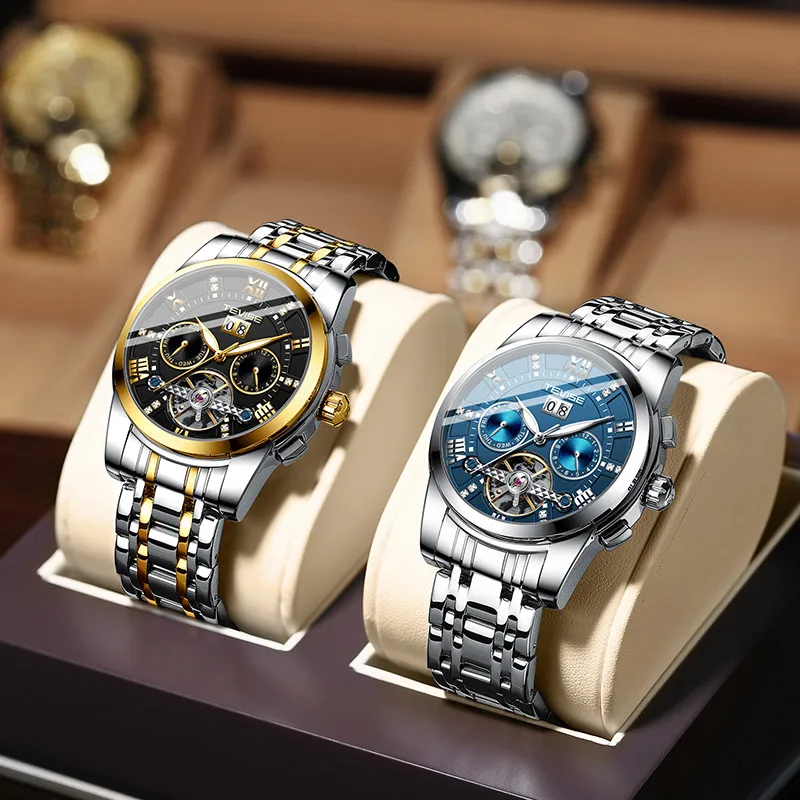 

Luxury mens wrist mechanical watch with date and time tourbillon automatic movement mechanical watch for men, Optional