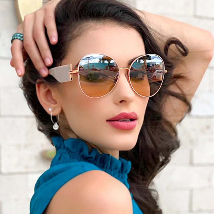 

Retro Elegant Shades Ladies Metal Frame Designer Luxury Sun Glasses Fashionable Sunglasses 2021 Women, Custom colors