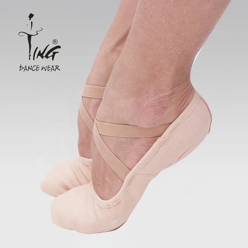 

foldable flat soft ballet shoe stretch canvas, Light pink