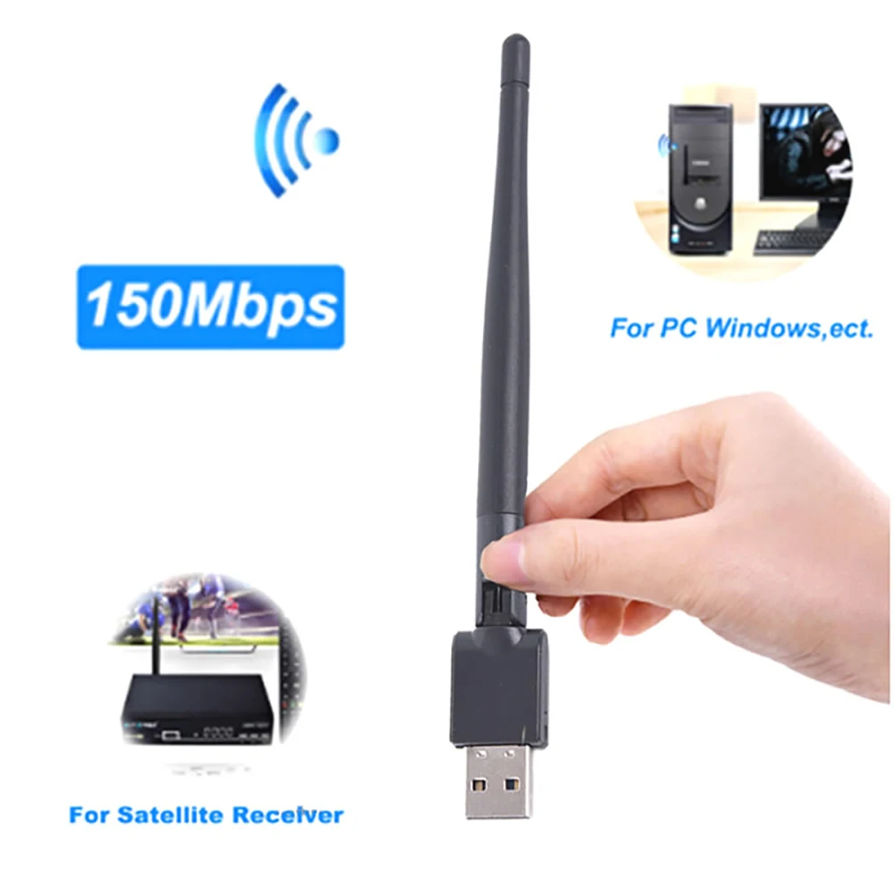 

New WIFI USB Adapter MT7601 150Mbps USB 2.0 WiFi Wireless Network Card 802.11 B/g/n LAN Adapter With Rotatable Antenna, Black