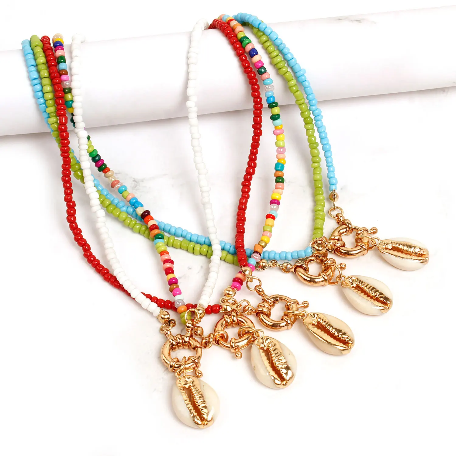 

Fashion Shell Summer Beach Holiday Gifts For Women Bohemian Colorful Beaded Shell Pendant Necklace