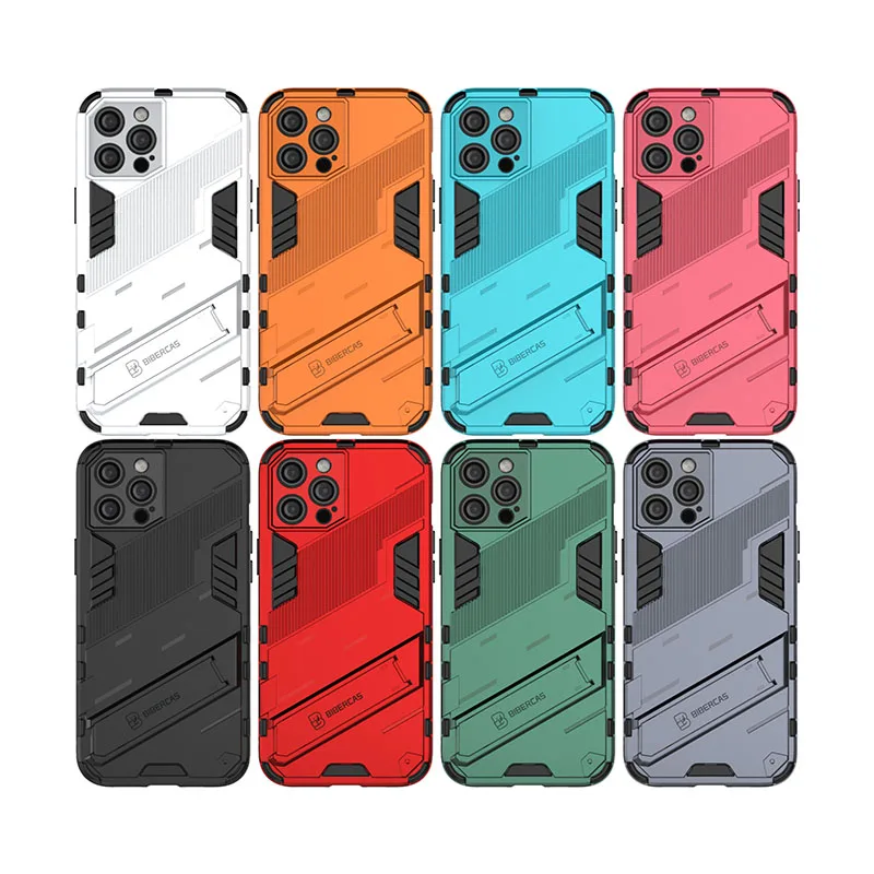 

TPU PC 2 in 1 Phone Case With Kickstand Cover For iPhone 12 mini 12 11 Pro Max Xs Xr Xs Max 7 8 Plus For Samsung S21 S21 Plus, Multi colors