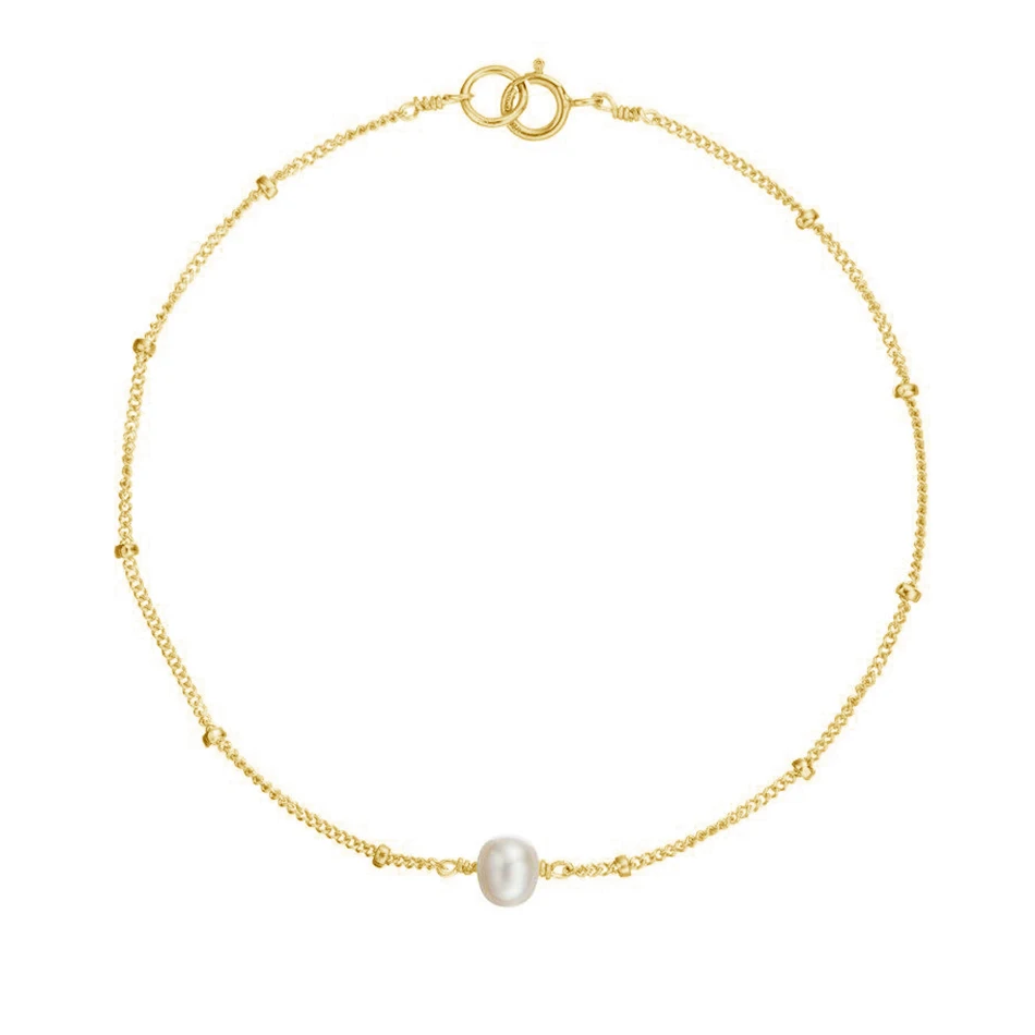 

wholesale minimalist jewelry silver 925 bracelet 18k gold plated bead bracelet single pearl bracelet for woman fashion jewelry