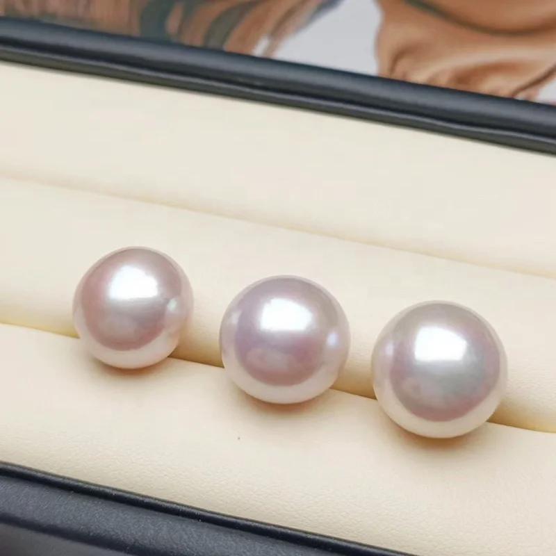 

Top Quality 6mm 8mm 9mm natural round freshwater pearl 3A Grade loose half hole freshwater pearls high luster